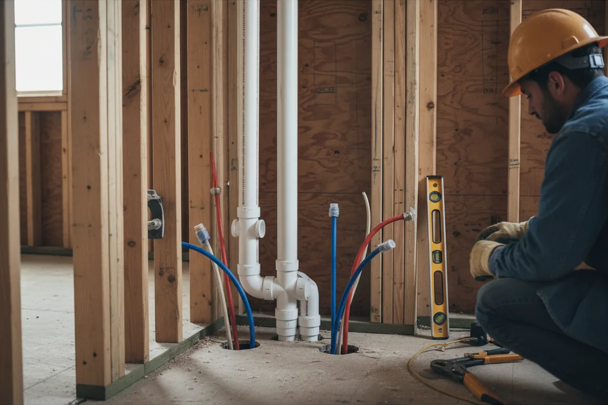 Drain and supply rough-in during Toilet Repair and Installation in Pinebluff