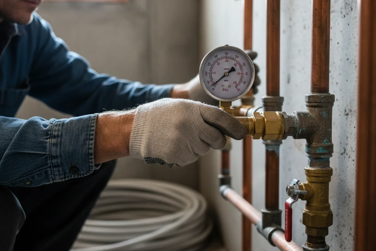 Pressure testing a repaired line during Water Line Repair in Pinebluff